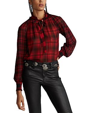 Polo Ralph Lauren Plaid Tie-neck Blouse