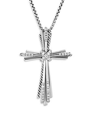 David Yurman Sterling Silver Angelika Cross Pendant Necklace With Diamonds, 18