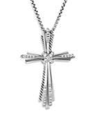 David Yurman Sterling Silver Angelika Cross Pendant Necklace With Diamonds, 18
