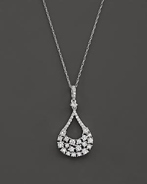 Diamond Teardrop Pendant Necklace In 14k White Gold, .70 Ct. T.w.