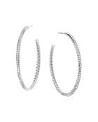 David Yurman Sterling Silver Large Hoop Earrings With Pave Diamonds