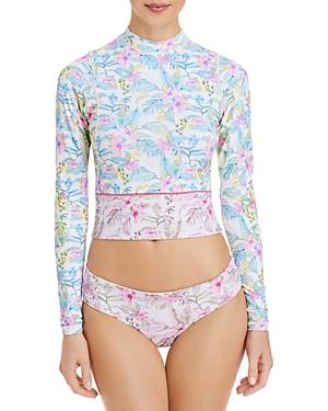 Loveshackfancy X Hurley Hawaiian Hibiscus Long Sleeve Crop Rash Guard