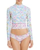 Loveshackfancy X Hurley Hawaiian Hibiscus Long Sleeve Crop Rash Guard