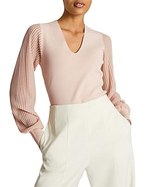 Reiss Savannah V-neck Sheer Sleeve Top