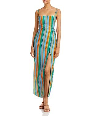 Staud Celestine Lace Up Back Linen Dress