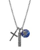 John Hardy Sterling Silver Jawan Lapis Lazuli & Cross Charm Pendant Necklace, 26