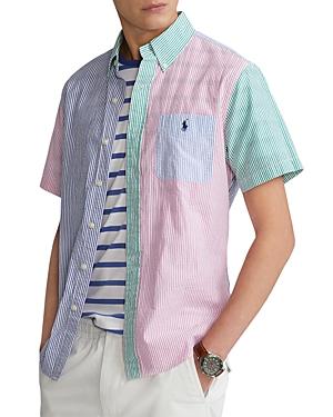 Polo Ralph Lauren Cotton Seersucker Color Blocked Stripe Classic Fit Button Down Shirt