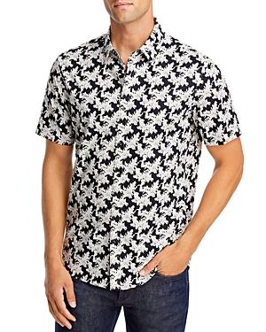 Michael Kors Cotton Blend Floral Print Slim Fit Button Down Shirt