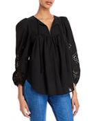 See By Chloe Embroidered Sleeve Tie Neck Top