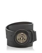 Versace Jeans Couture Men's Logo Buckle Leather Belt