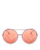 Fendi Mirrored Oversized Logo Print Lens Round Sunglasses, 62mm