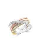Bloomingdale's Diamond Crossover Ring In 14k White, Yellow & Rose Gold, 0.80 Ct. T.w. - 100% Exclusive