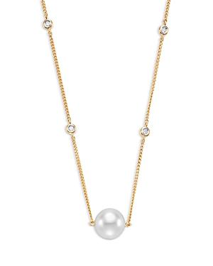 Bloomingdale's Cultured Freshwater Pearl & Diamond Bezel Collar Necklace In 14k Yellow Gold, 17 - 100% Exclusive