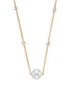 Bloomingdale's Cultured Freshwater Pearl & Diamond Bezel Collar Necklace In 14k Yellow Gold, 17 - 100% Exclusive