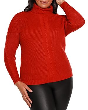 Belldini Plus Cable Detail Turtleneck Sweater