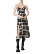 Alice+olivia Julietta Double Slit Plaid Midi Dress