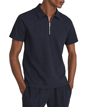 Reiss Perry Textured Melange Half Zip Polo Shirt