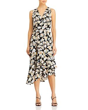 T Tahari Floral Print Faux Wrap Midi Dress