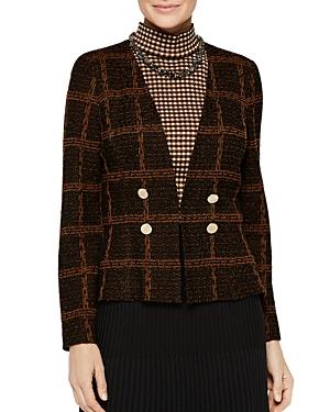 Misook Plaid Knit Cropped Jacket