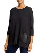 Donna Karan New York Faux-leather Pocket Sweater