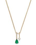 Bloomingdale's Emerald Teardrop & Diamond Pendant Necklace In 14k Yellow Gold, 18 - 100% Exclusive