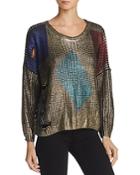 Molly Bracken Metallic Cutout Sweater