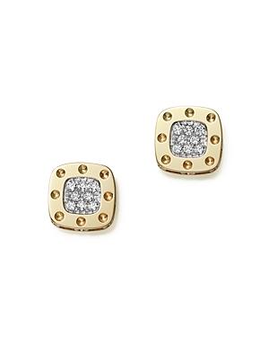 Roberto Coin 18k Yellow And White Gold Square Pois Moi Earrings With Diamonds, 0.24 Ct. T.w.
