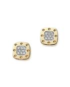Roberto Coin 18k Yellow And White Gold Square Pois Moi Earrings With Diamonds, 0.24 Ct. T.w.