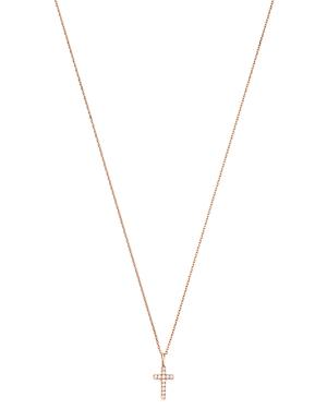 Bloomingdale's Diamond Cross Pendant Necklace In 14k Rose Gold, 0.08 Ct. T.w. - 100% Exclusive