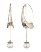 Carolee Sculptural Cultured Freshwater Pearl Hoop Drop Earrings