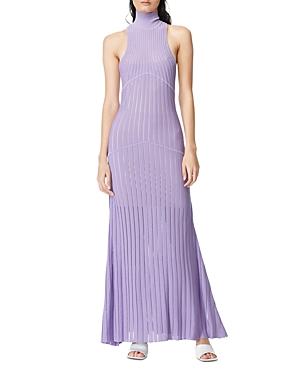 Herve Leger Sheer Stripe Turtleneck Maxi Dress
