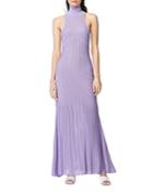 Herve Leger Sheer Stripe Turtleneck Maxi Dress
