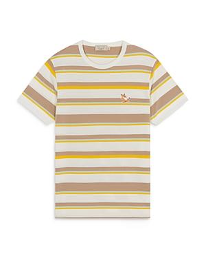 Maison Kitsune Chillax Fox Patch Striped Classic Tee