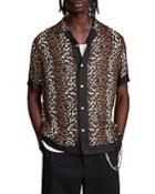 Allsaints Raya Leopard Print Relaxed Fit Button Down Camp Shirt