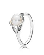 Pandora Ring - Sterling Silver, Cubic Zirconia & Cultured Freshwater Pearl Luminous Leaves