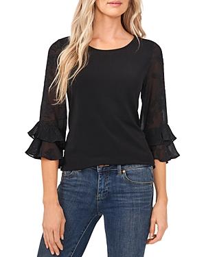 Cece Sheer Sleeve Ruffled Cuff Top
