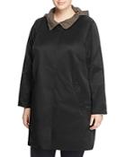 Eileen Fisher Plus Reversible Hooded Stand Collar Coat