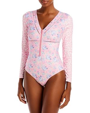 Loveshackfancy Olessia Long Sleeve One Piece Swimsuit