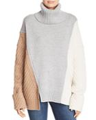 French Connection Viola Knits Deconstructed Color-blocked Turtleneck Sweater