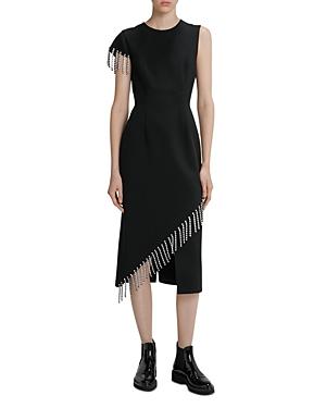 Christopher Kane Crystal Chain Asymmetric Midi Dress