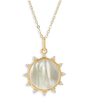 Rachel Reid 14k Yellow Gold Mother Of Pearl & Diamond Sun Pendant Necklace, 17
