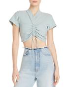 Alexanderwang.t Ruched-front Cropped Tee