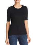 Three Dots Luxe Elbow-sleeve Ribbed Top