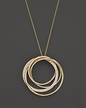 Diamond Overlapping Circle Pendant Necklace In 14k Yellow Gold, .70 Ct. T.w.