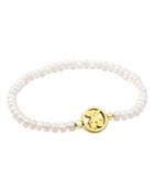 Tous 18k Yellow Gold Camille Cultured Freshwater Pearl & Bear Stretch Bracelet