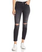 Current/elliott The Stiletto Distressed Cropped Skinny Jeans In 2 Year Destroy Stretch Black