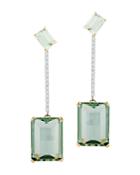 Mateo 14k Yellow Gold Diamond & Green Amethyst Drop Earrings