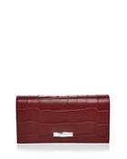 Longchamp Roseau Croc-embossed Leather Continental Wallet