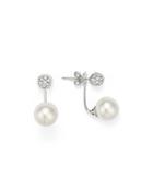 Tara Pearls 14k White Gold Natural Color White South Sea Cultured Pearl And Diamond Ear Jackets