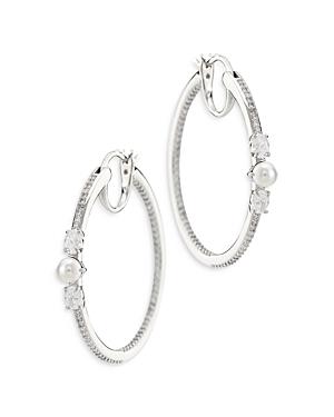 Nadri Emilia Simulated Pearl & Cubic Zirconia Hoop Earrings
